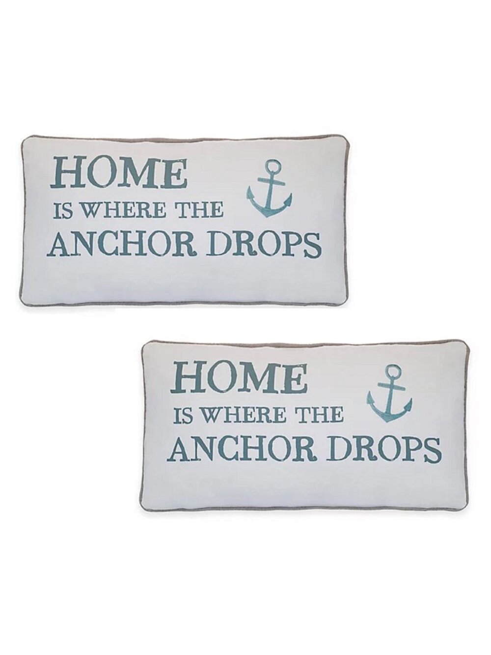 2 Provincetown 12"x24" Feather-Filled Pillows w/ Home is Where the Anchor Drops